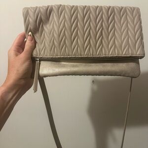 Stella & Dot Tan Quilted Shoulder Bag